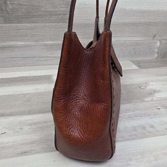 Vintage FOSSIL Red Brown Leather Shoulder Bag ZB9094 - Picture 15 of 16